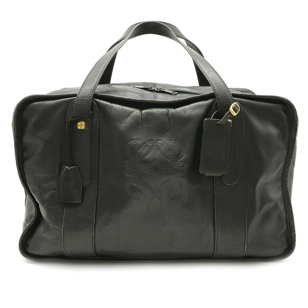 Loewe Anagram Handbag Boston Bag Leather Black